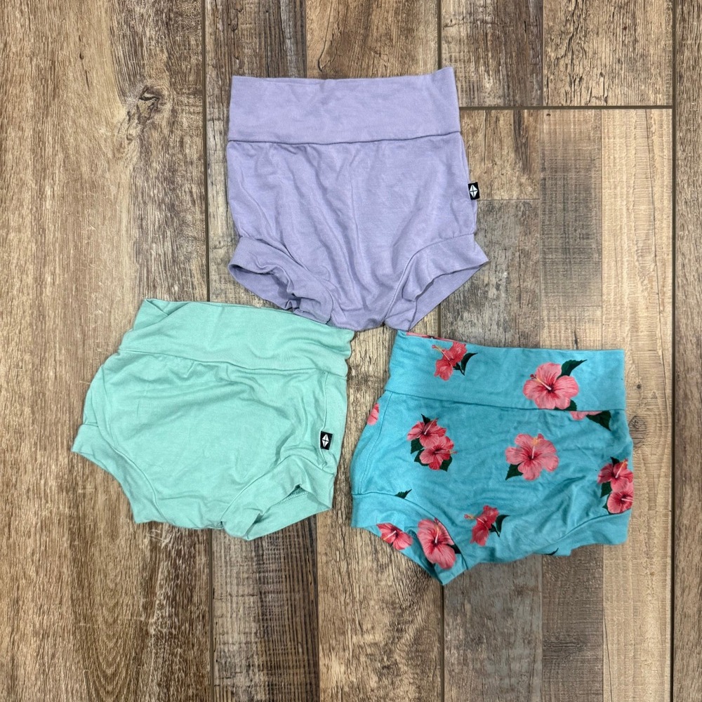 Kyte Baby 6-12M Bamboo Bummies Set of 3 Purple Sage Hibiscus Diaper Covers